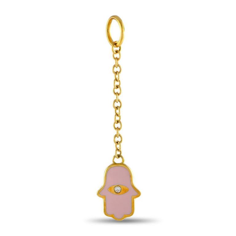 18k yellow gold diamond hamsa charm pendant