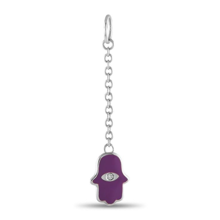 18k white gold diamond hamsa charm pendant