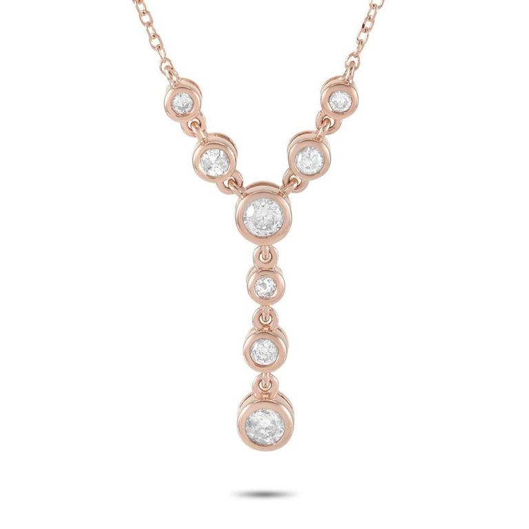 14k rose gold diamond pendant necklace