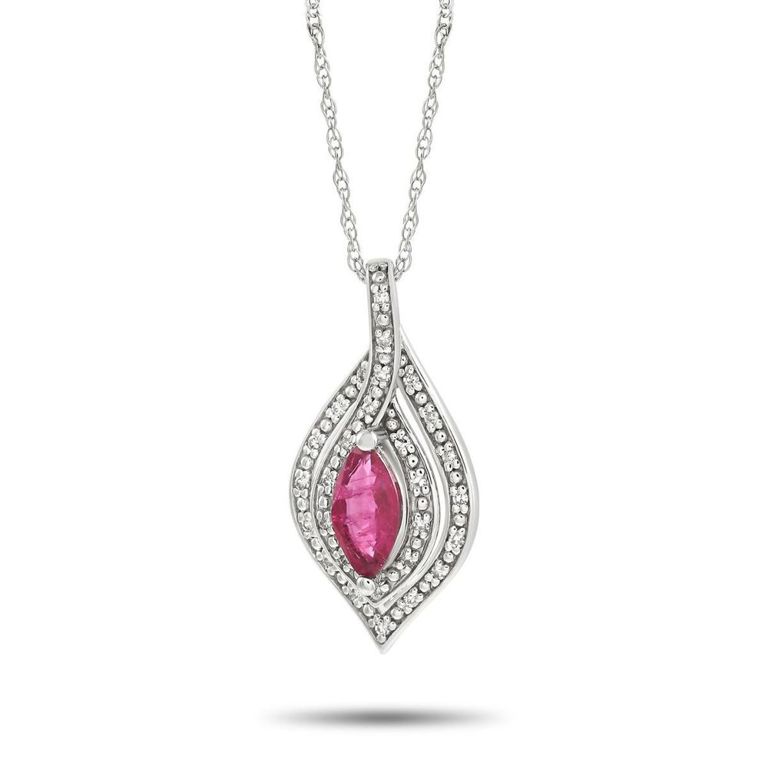 14k white gold ruby and diamond necklace