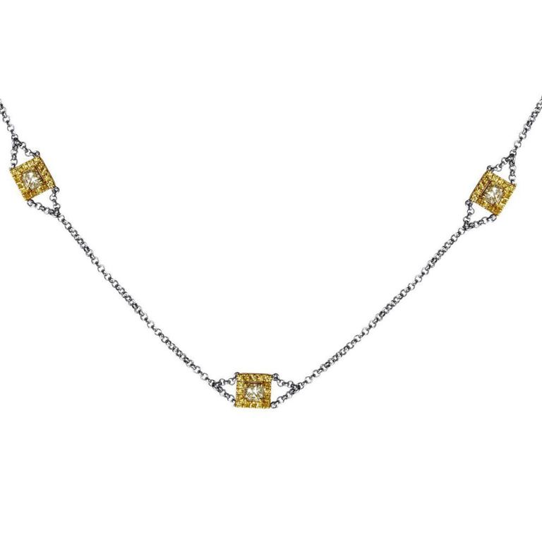 18k multi-tone gold and diamond necklace