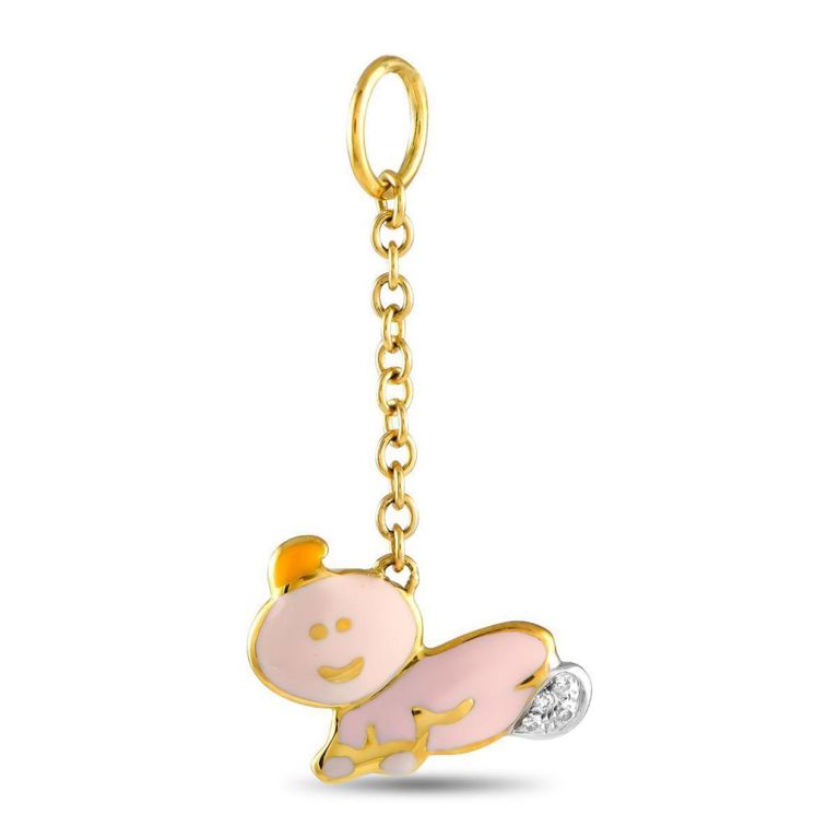 18k yellow gold diamond enamel charm