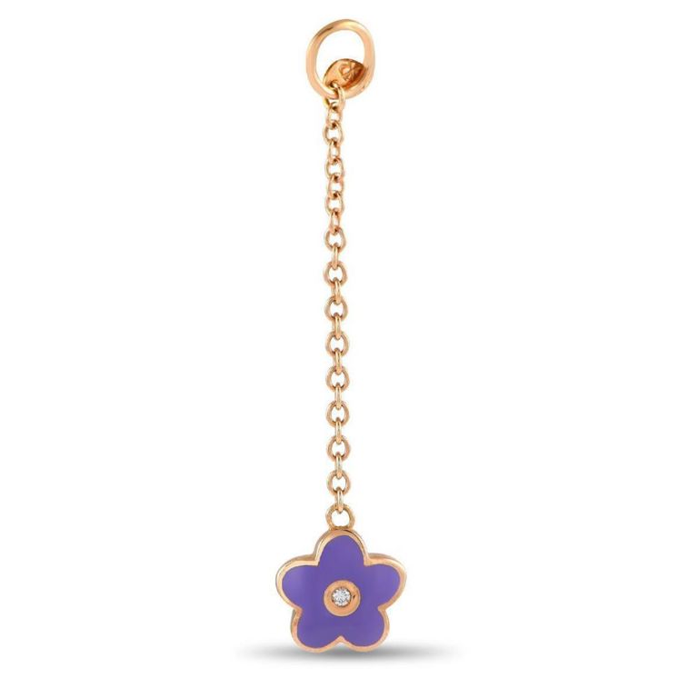 18k rose gold diamond enamel charm