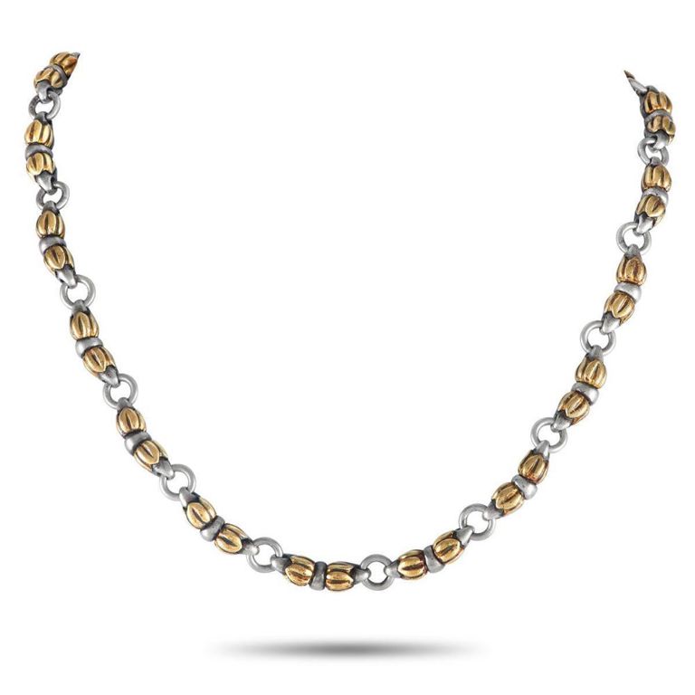 18k yellow gold and silver necklace
