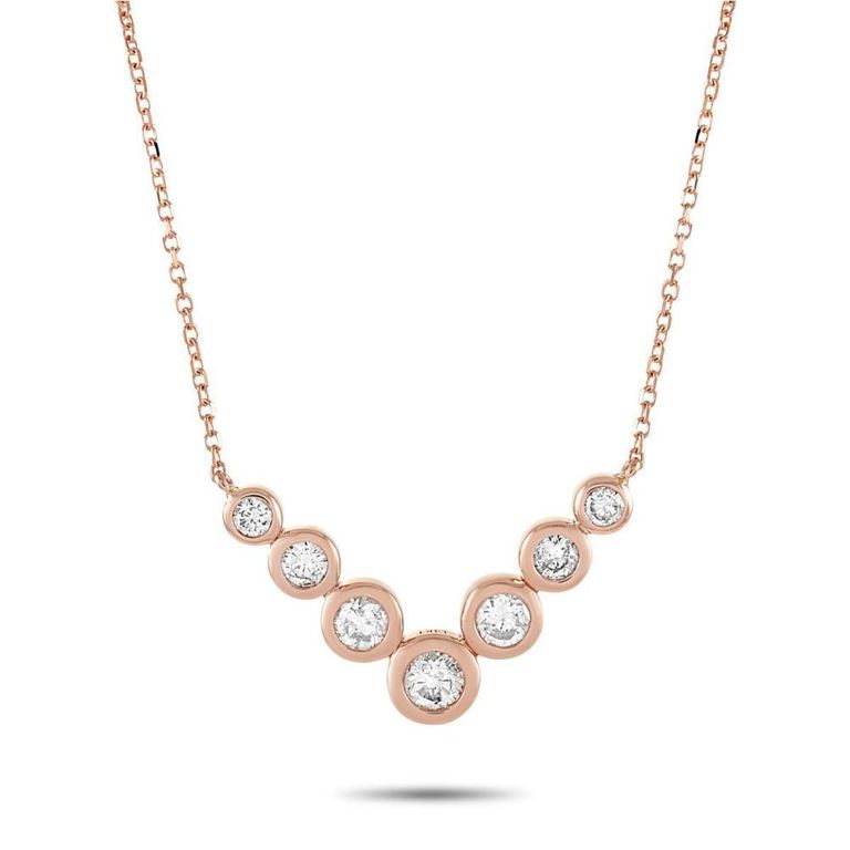 14k rose gold diamond pendant necklace