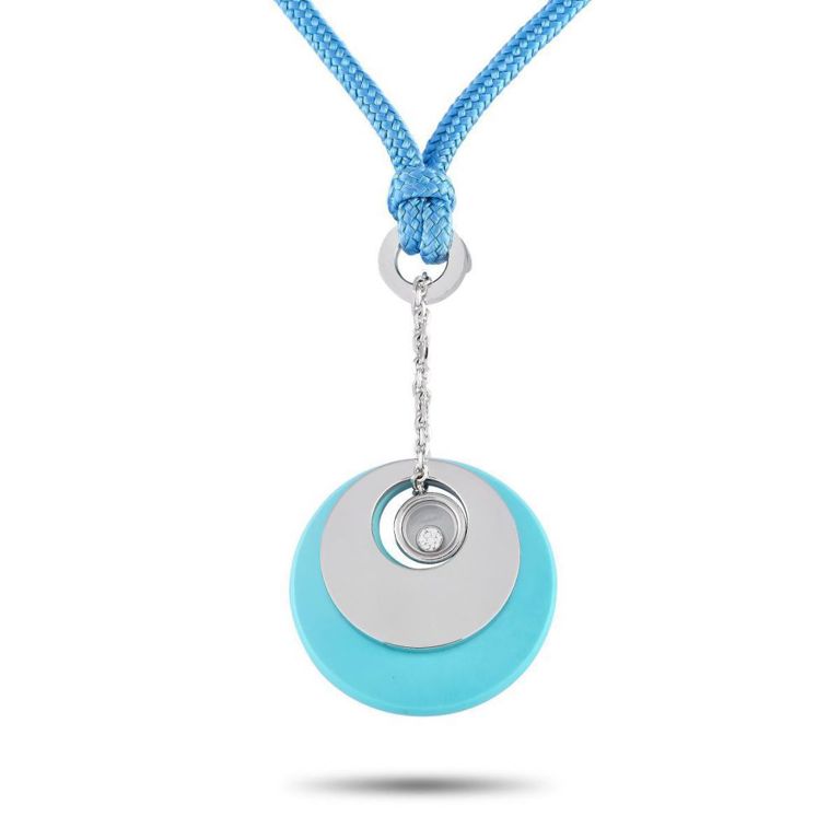 18k white gold diamond and turquoise necklace