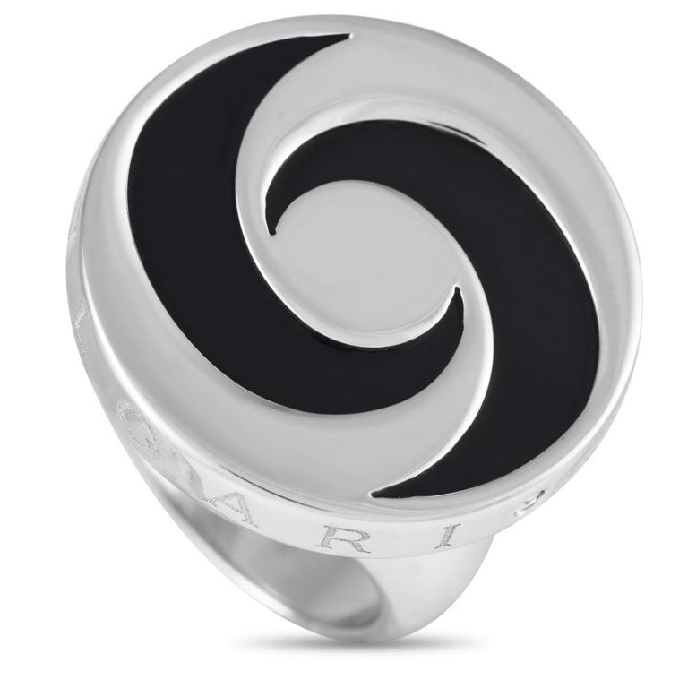 18k white gold onyx spinning ring