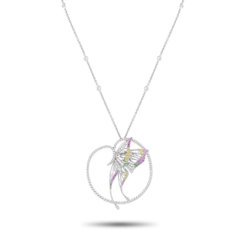 18k white gold butterfly necklace