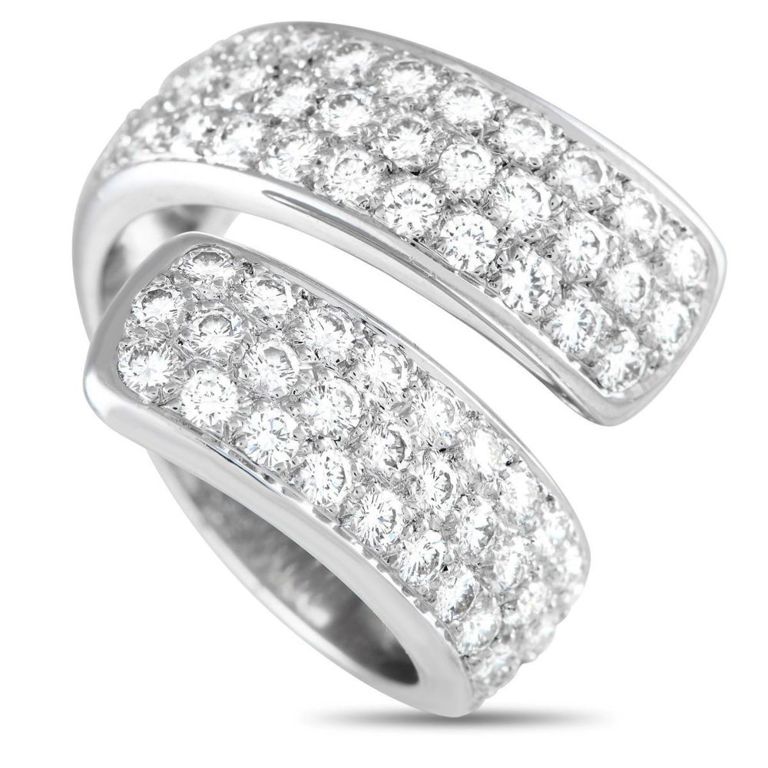 18k white gold diamond bypass ring