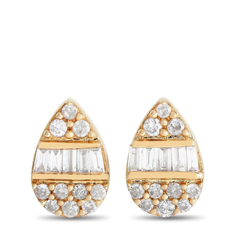 14k yellow gold diamond cluster earrings