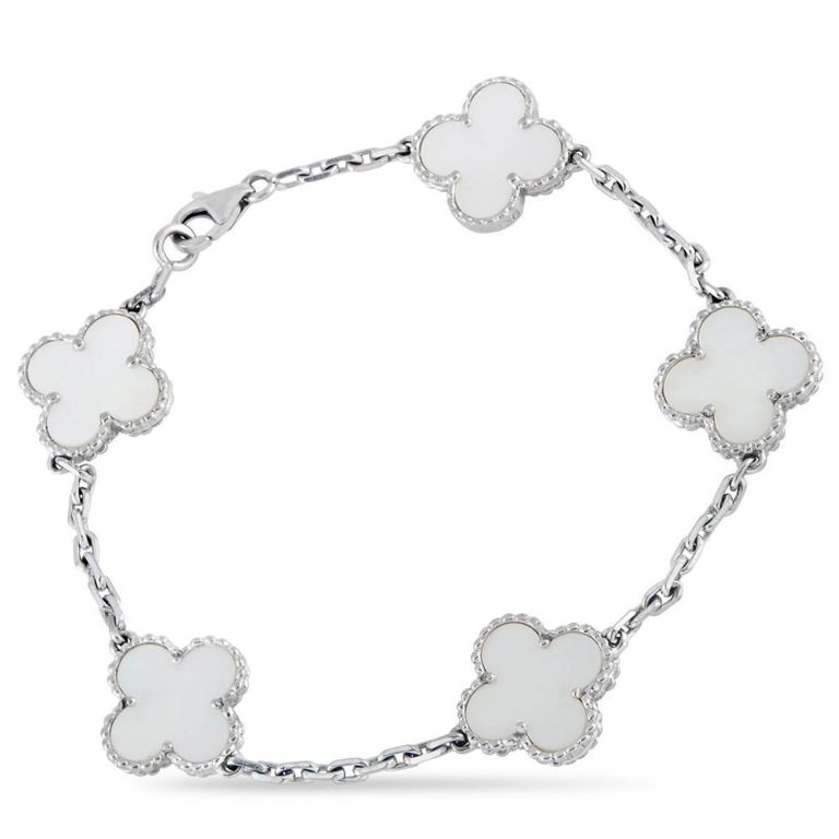 18k white gold and mother of pearl bracelet