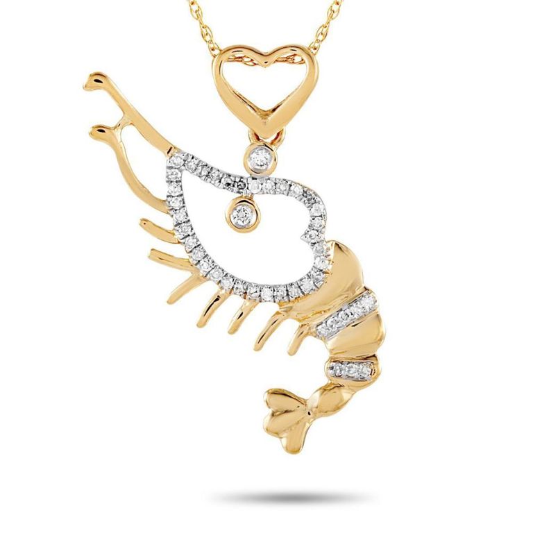 14k yellow gold diamond pendant necklace