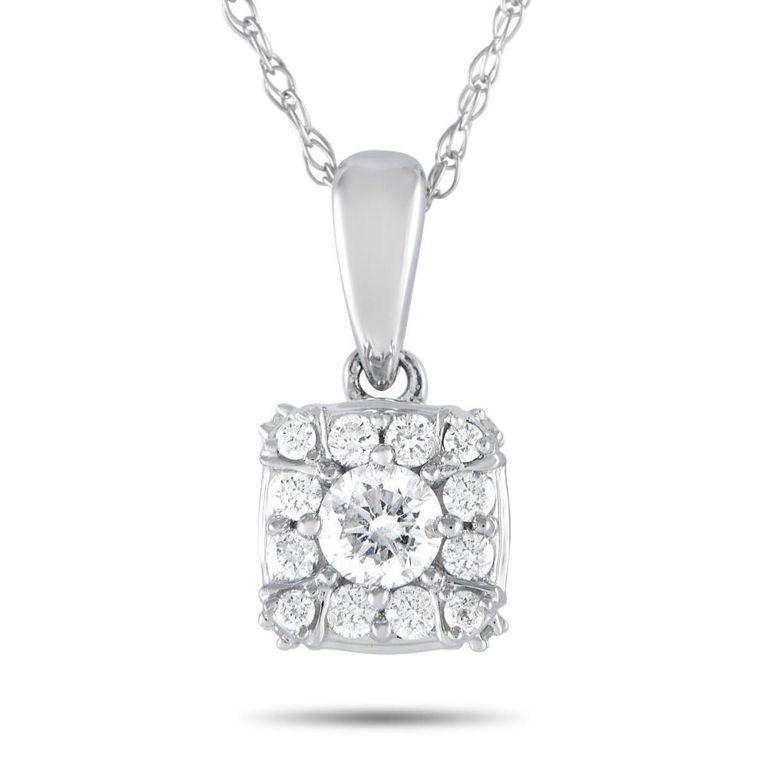 14k white gold diamond pendant necklace