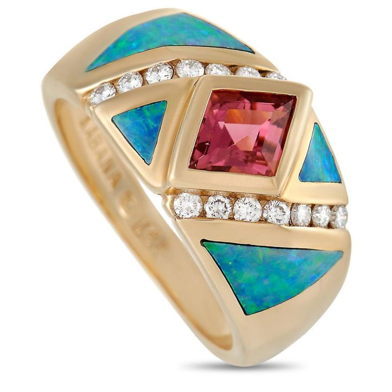 14k yellow gold gemstones ring