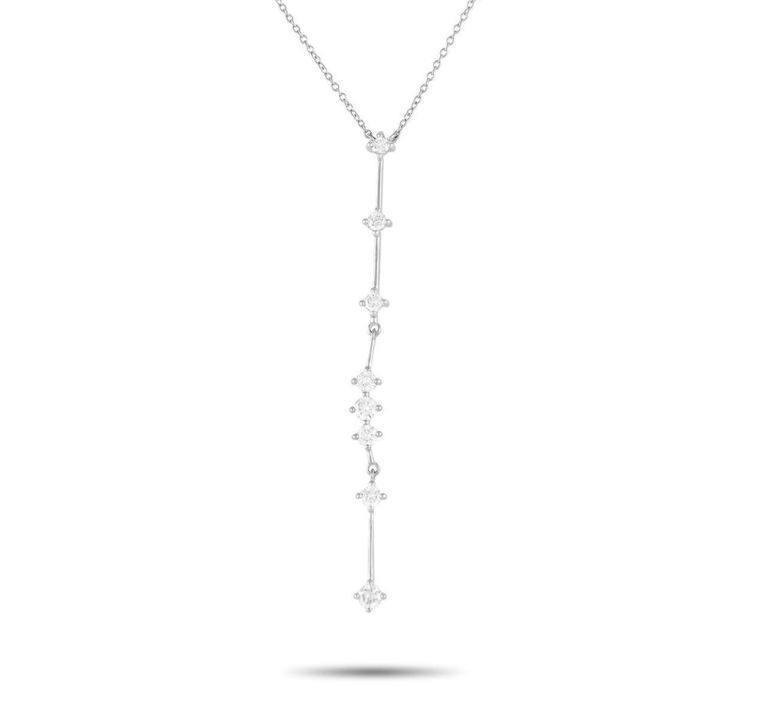 14k white gold diamond Y-shaped necklace