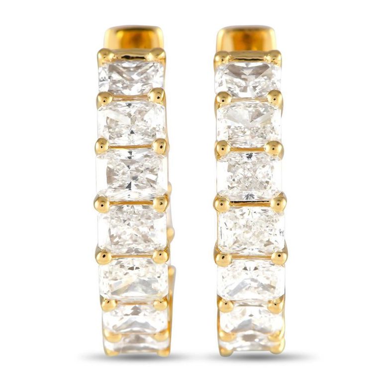 18k yellow gold diamond hoop earrings