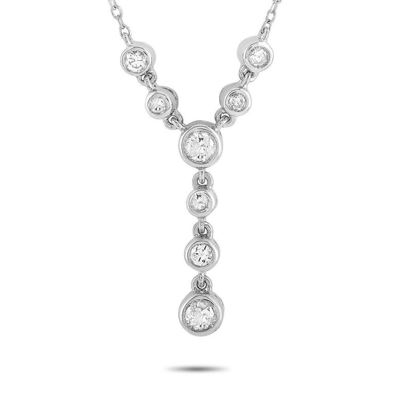 14k white gold diamond pendant necklace