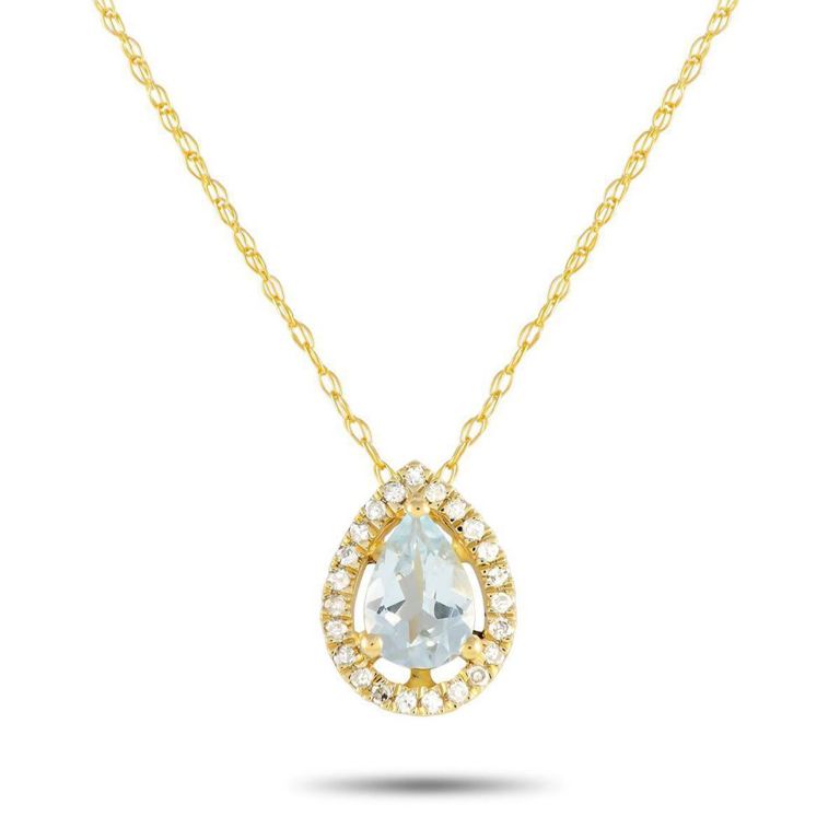 14k white gold diamond and aquamarine necklace