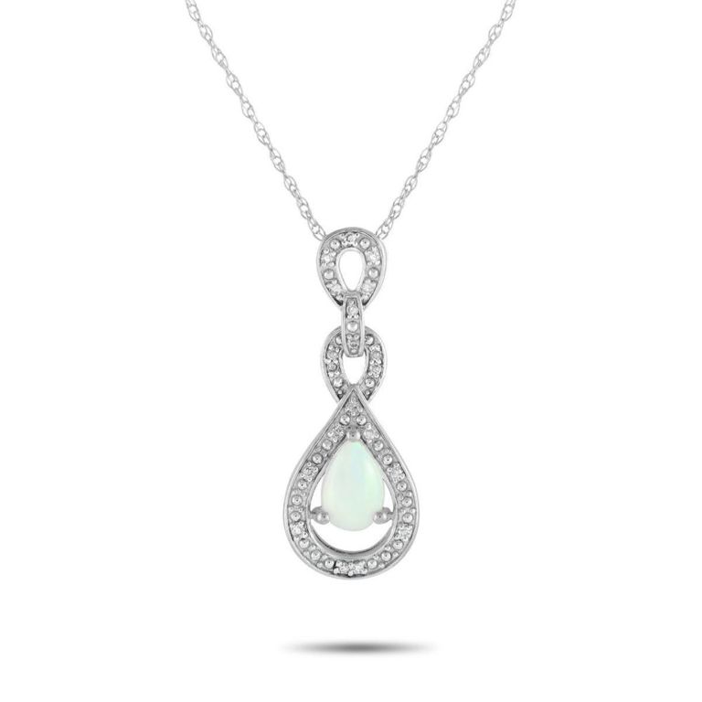 14k white gold opal necklace