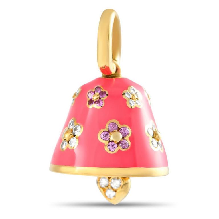 18k yellow gold diamond and sapphire charm