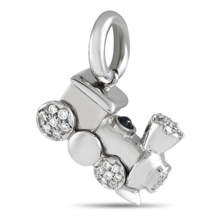 18k white gold diamond train charm