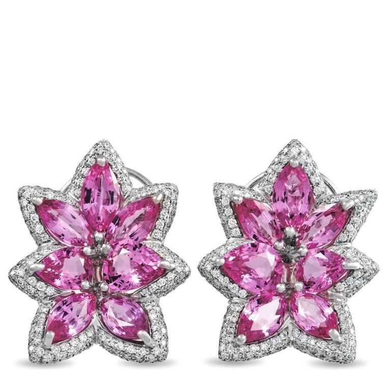 18k white gold diamond and sapphire earrings