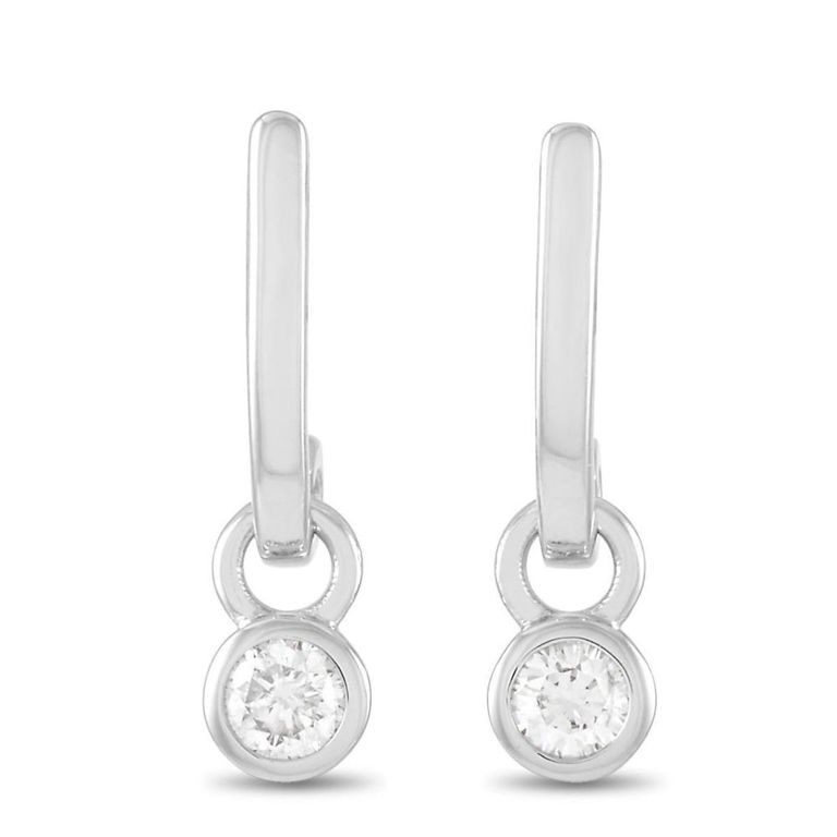 14k white gold diamond dangle earrings