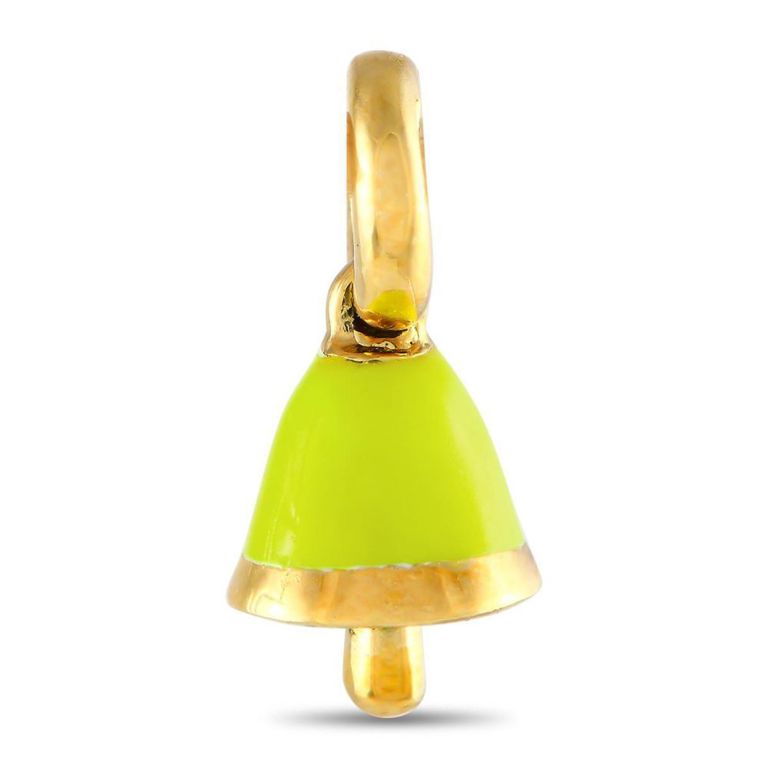 18k yellow gold enamel bell charm