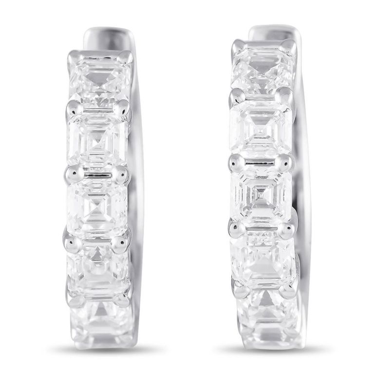 18k white gold diamond hoop earrings