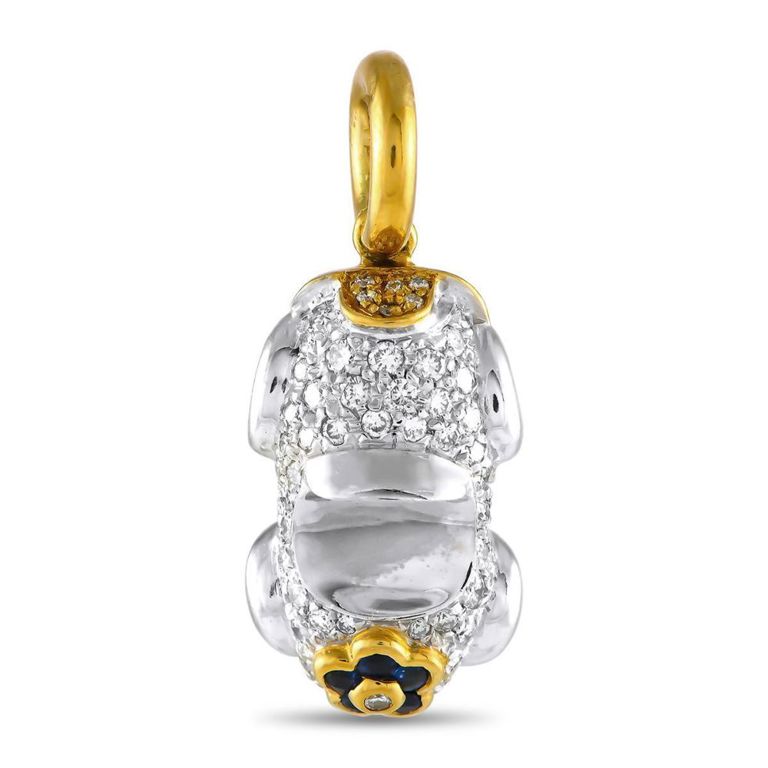 18k gold diamond and sapphire car charm