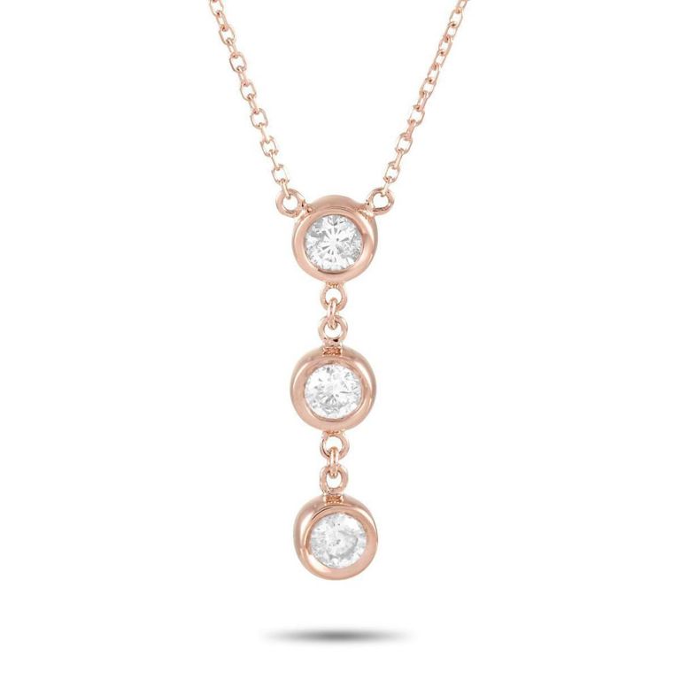 14k rose gold diamond pendant necklace