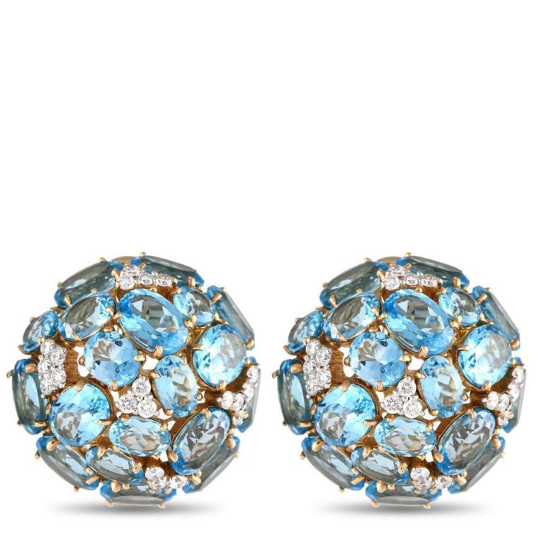 18k yellow gold diamond and topaz earrings