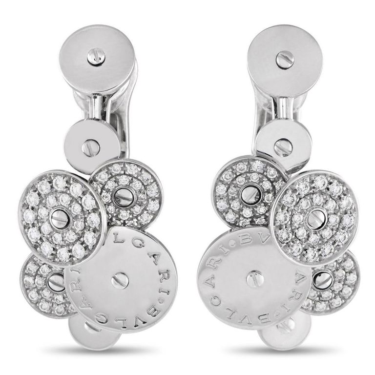 18k white gold diamond clip-on earrings