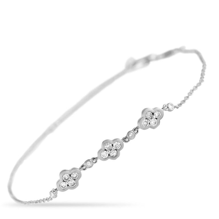 14k white gold diamond quatrefoil bracelet