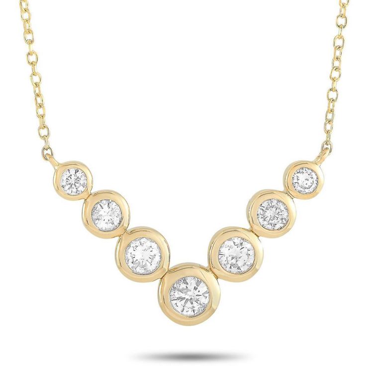 14k yellow gold diamond pendant necklace