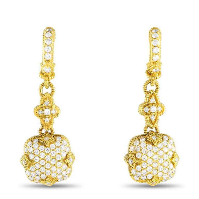18k yellow gold diamond dangle earrings