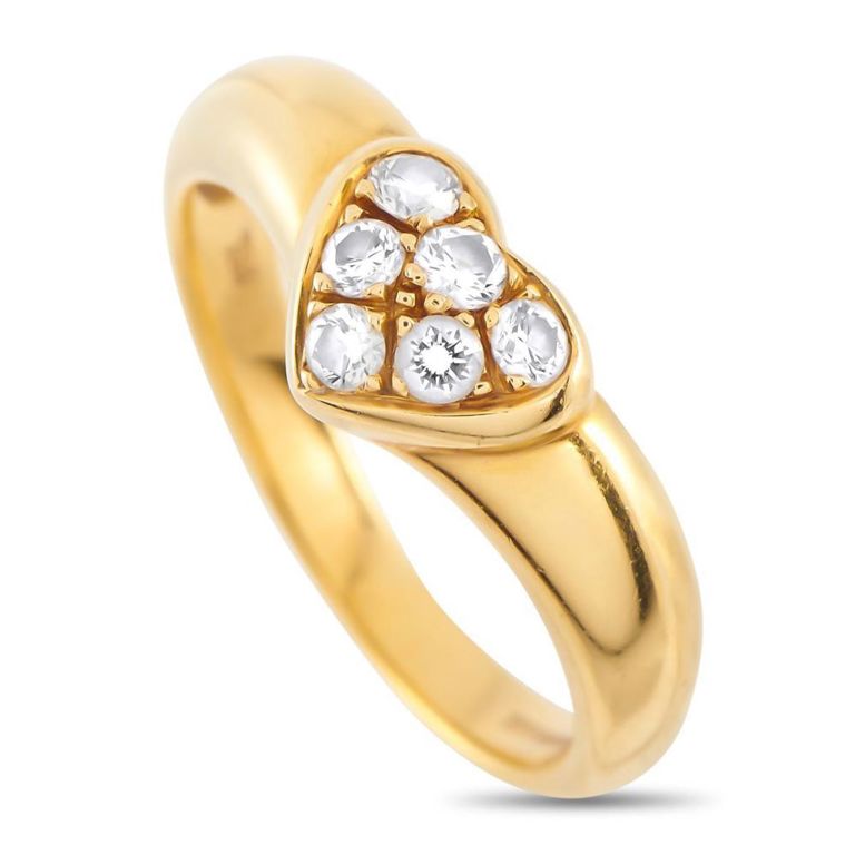 18k yellow gold diamond heart ring