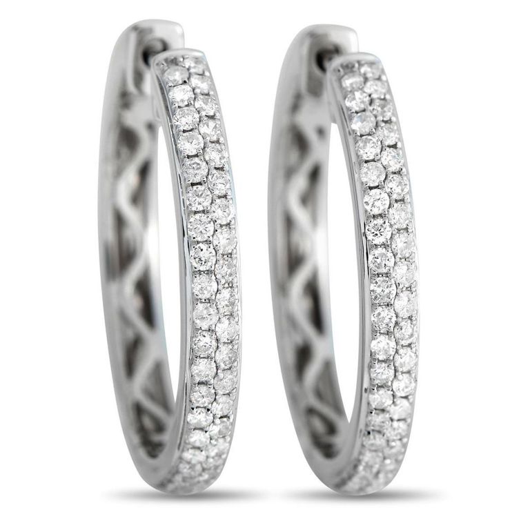 14k white gold hoop earrings