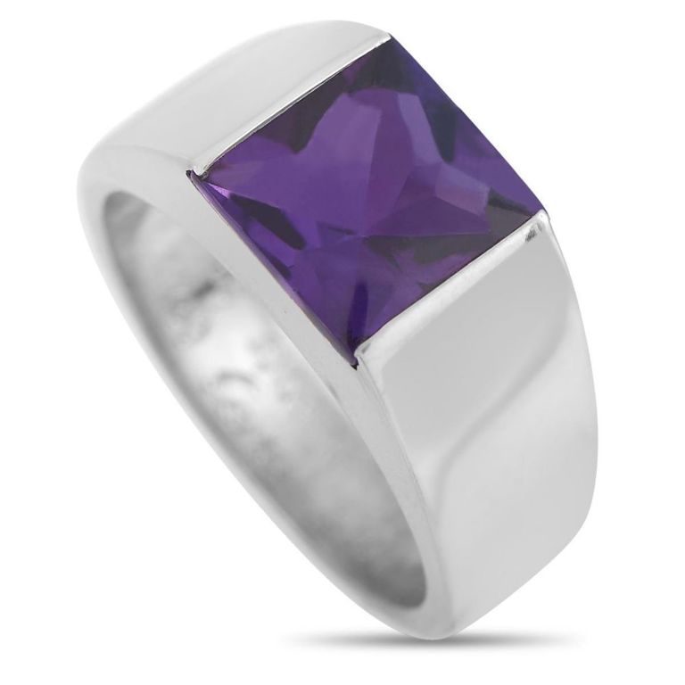 18k white gold amethyst ring
