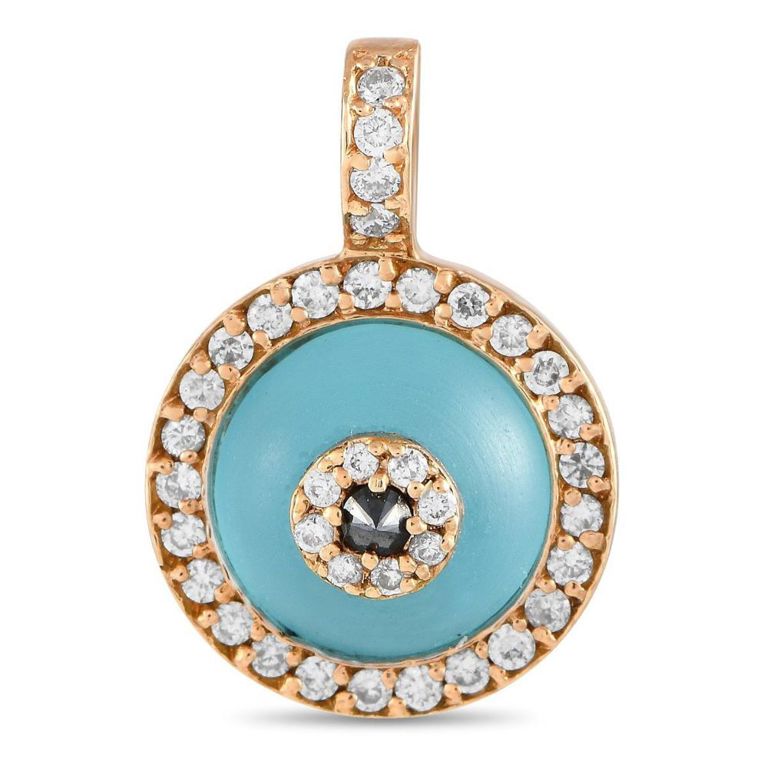 18k rose gold diamond and crystal round charm