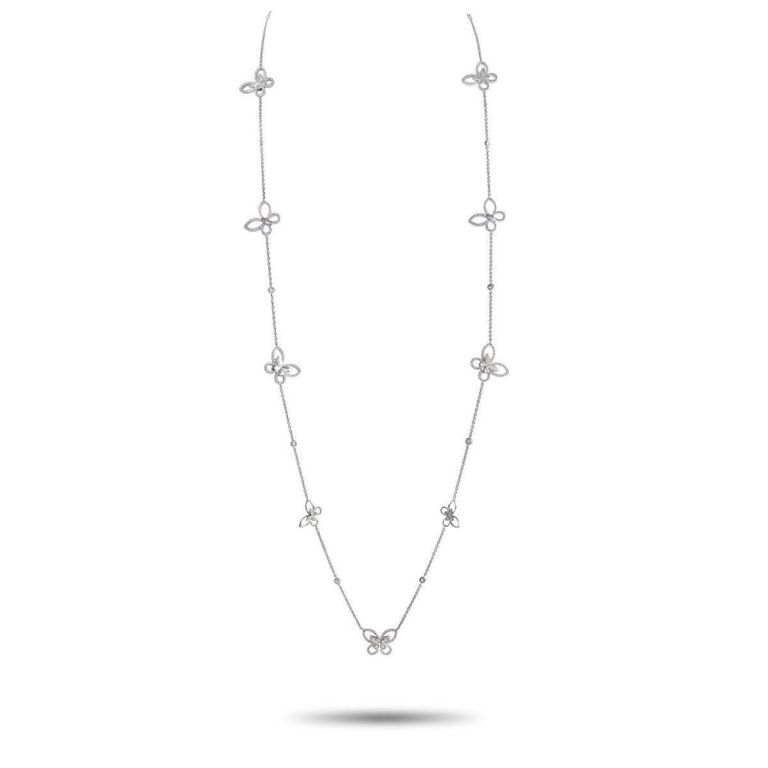 18k white gold diamond butterfly necklace