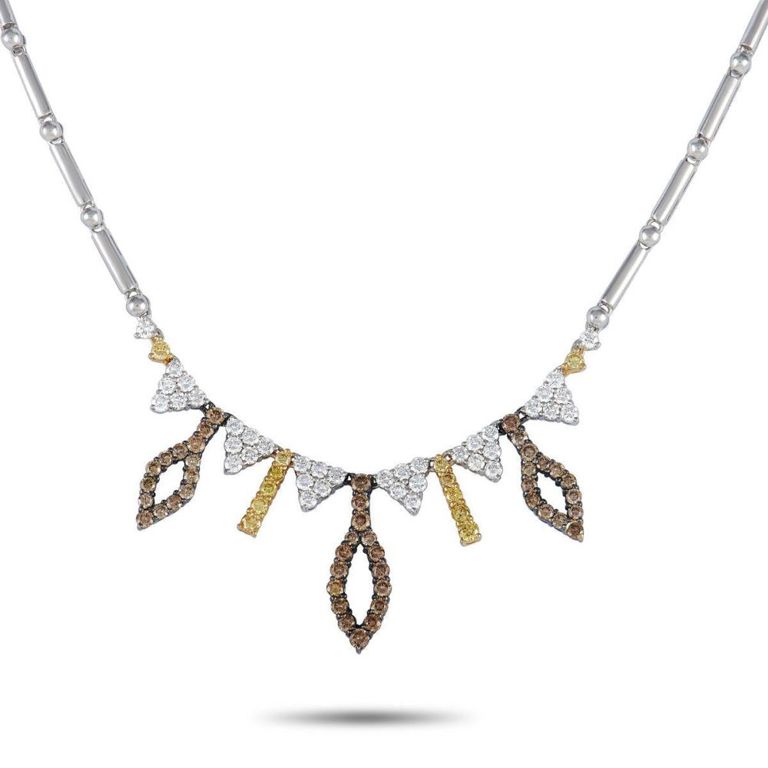18k white gold multi-diamond necklace