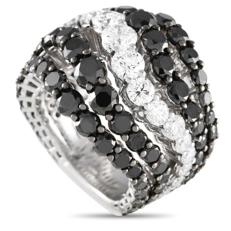 18k white gold black and white diamond ring
