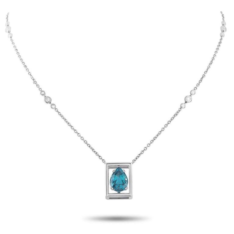 Platinum diamond and tourmaline necklace