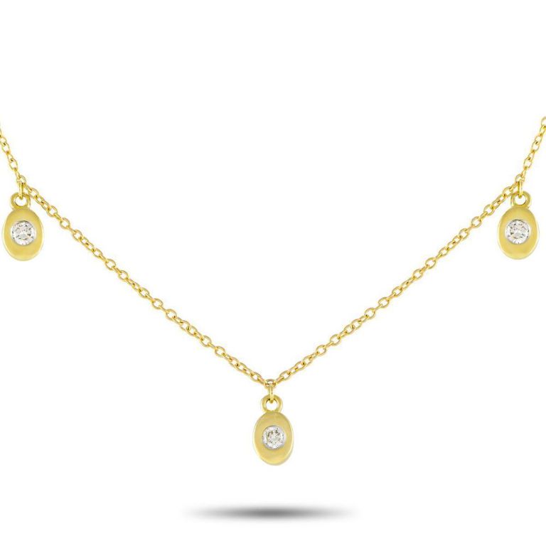 14k yellow gold diamond station necklace