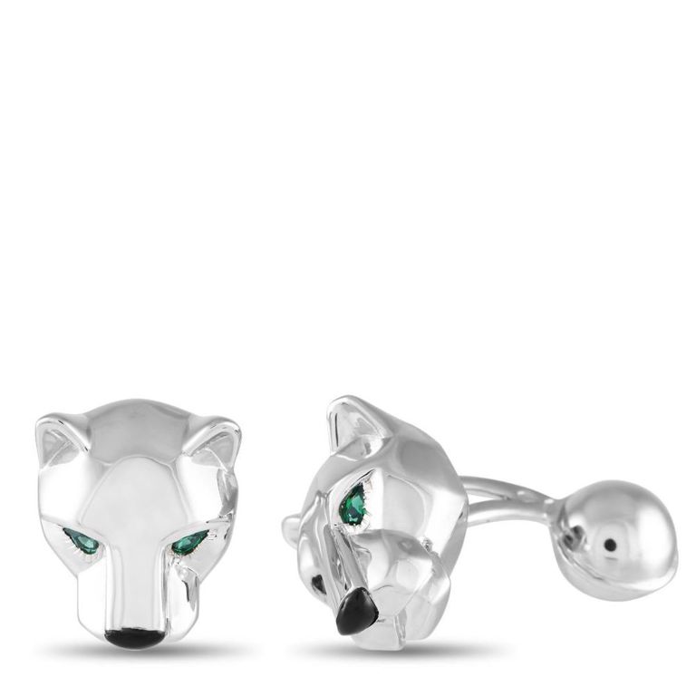 18k white gold panthere cufflinks