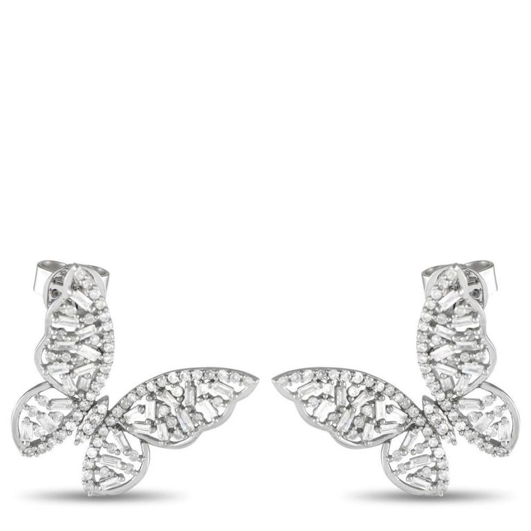 14k white gold diamond earrings