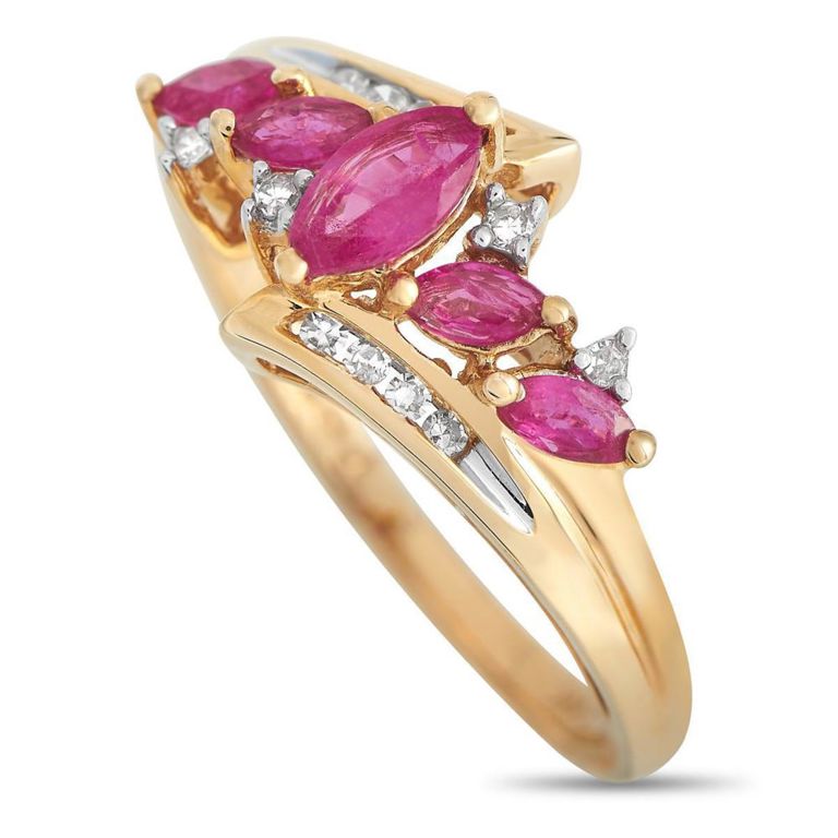 14k yellow gold diamond and ruby ring