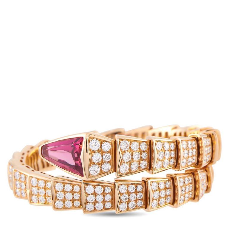 18k rose gold diamond and rubellite bracelet