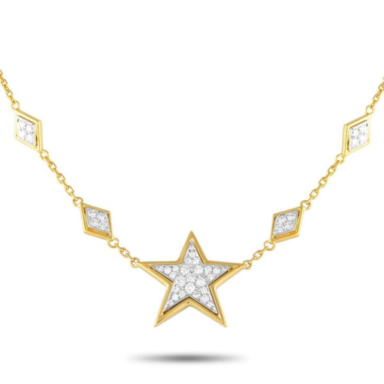 18k yellow gold diamond star necklace